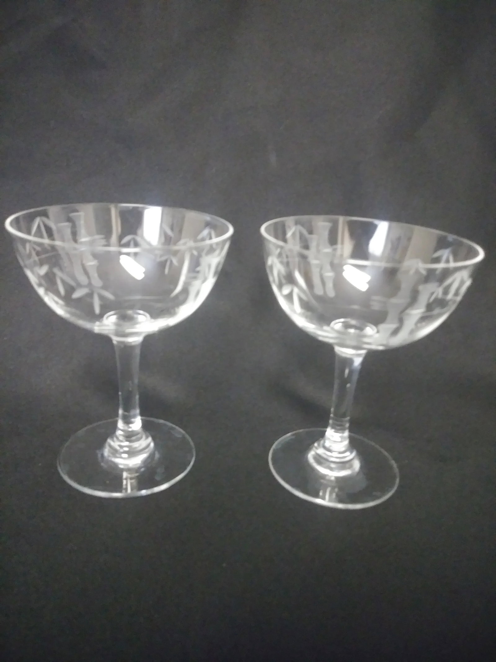 1920's Etched Bamboo Hand Blown Crystal Glassware by Noritake - 28 Pieces - 6