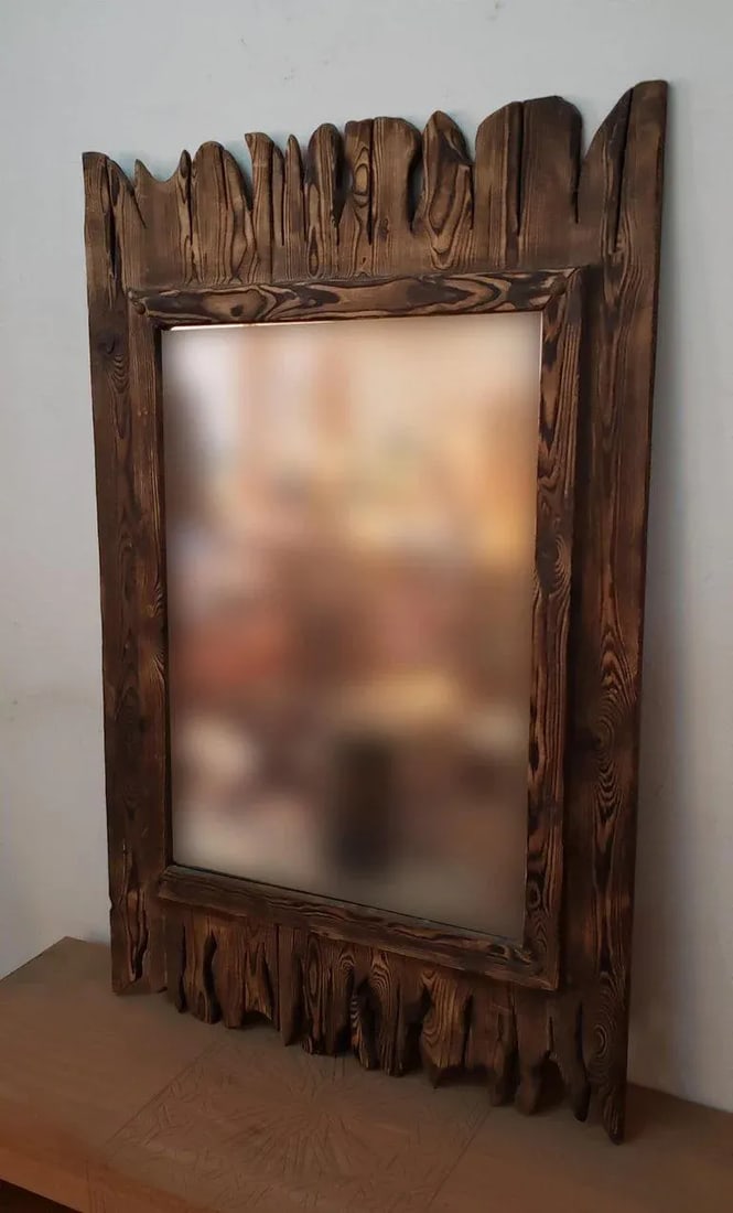 Moroccan Aged and Repurposed Wooden Mirror - 3