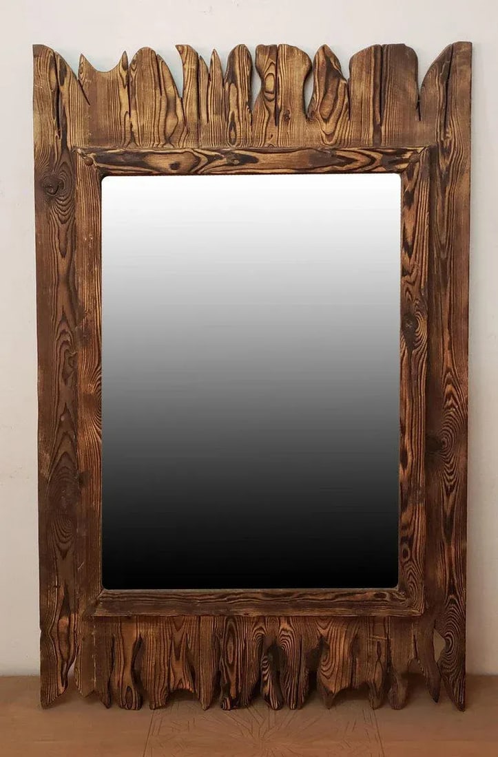 Moroccan Aged and Repurposed Wooden Mirror - 6