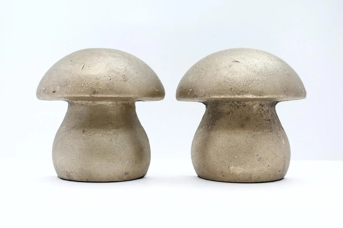 Large Late 20th Century Bronze Mushroom Bookends, a Pair - 3