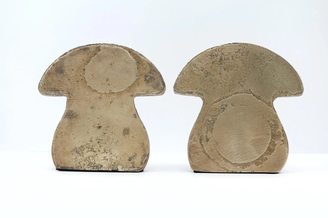 Large Late 20th Century Bronze Mushroom Bookends, a Pair - 8