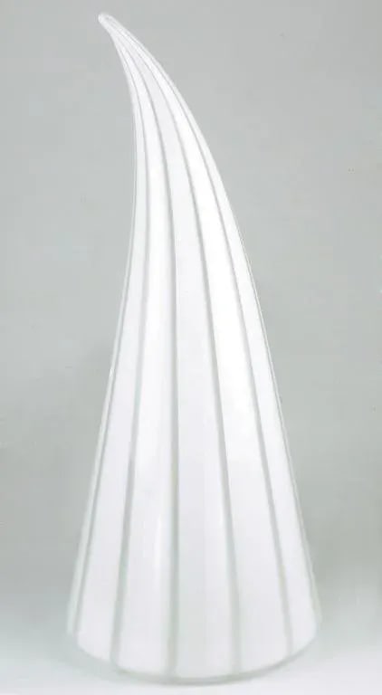Murano Glass White & Clear Striped Art Glass Lamp - 2