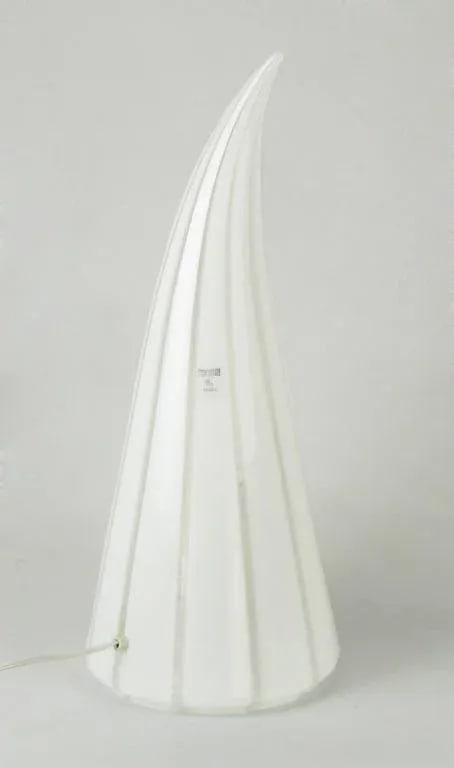 Murano Glass White & Clear Striped Art Glass Lamp - 3
