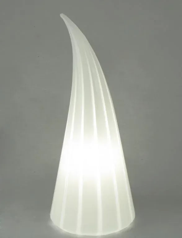Murano Glass White & Clear Striped Art Glass Lamp - 4