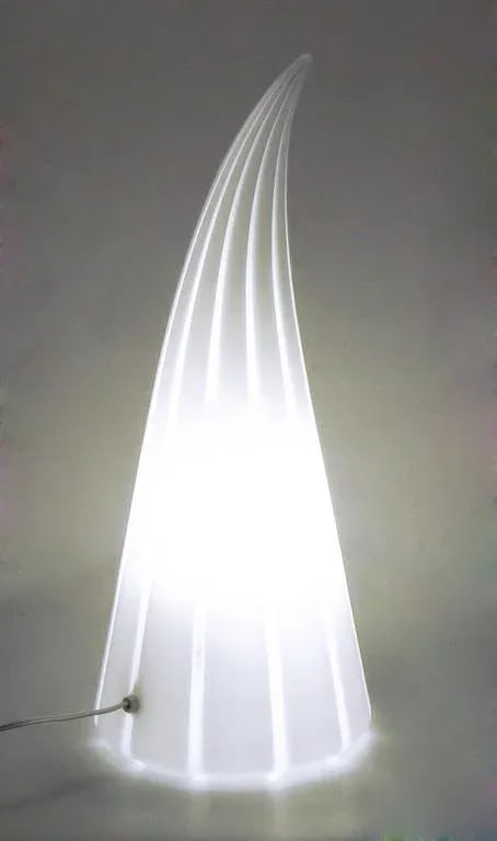 Murano Glass White & Clear Striped Art Glass Lamp - 5