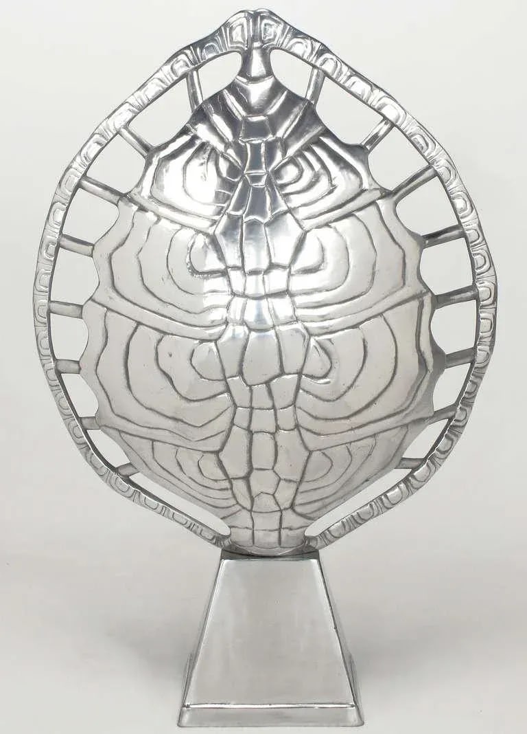 Arthur Court Polished Aluminum Tortoise Shell Lamp - 2