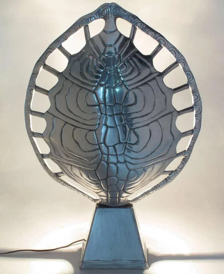 Arthur Court Polished Aluminum Tortoise Shell Lamp - 4