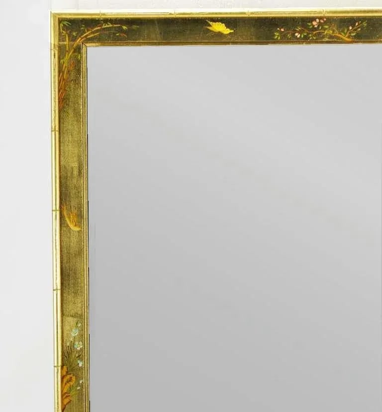 50" LaBarge Hand Painted & Gilt Beveled Wall Mirror - 5