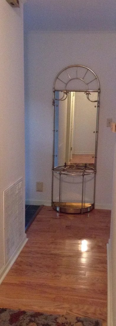 Vintage Solid Brass Hall Tree with Mirror and Umbrella Cane Stand - 6