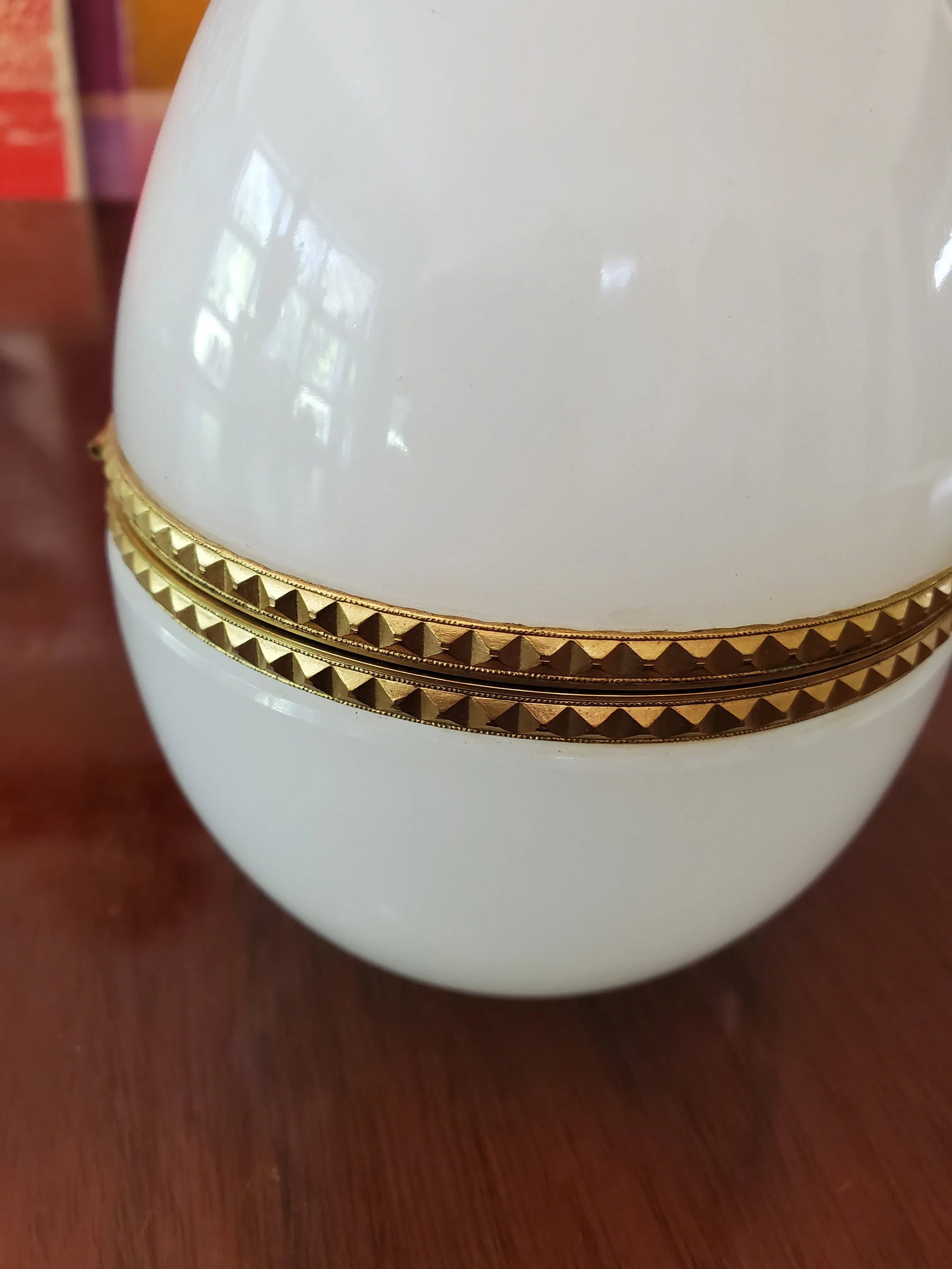 1930s Vintage French Opaline Egg Jewel Box Baccarat Style - 3