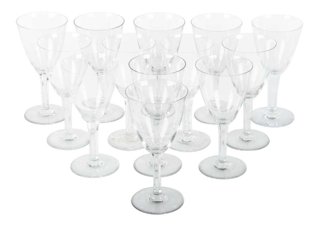 Vintage Baccarat Crystal Glasses - Set 12: Vintage set of 12 baccarat wine or water glasses. Excellent condition. Marker's mark on the bottom. Each glass measures 7 inches high by 3.5 inches top diameter. Condition: Condition Notes: Excellent