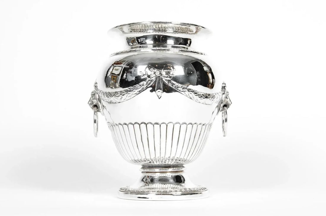 Old Sheffield Silver Plate Decorative Vase - 8