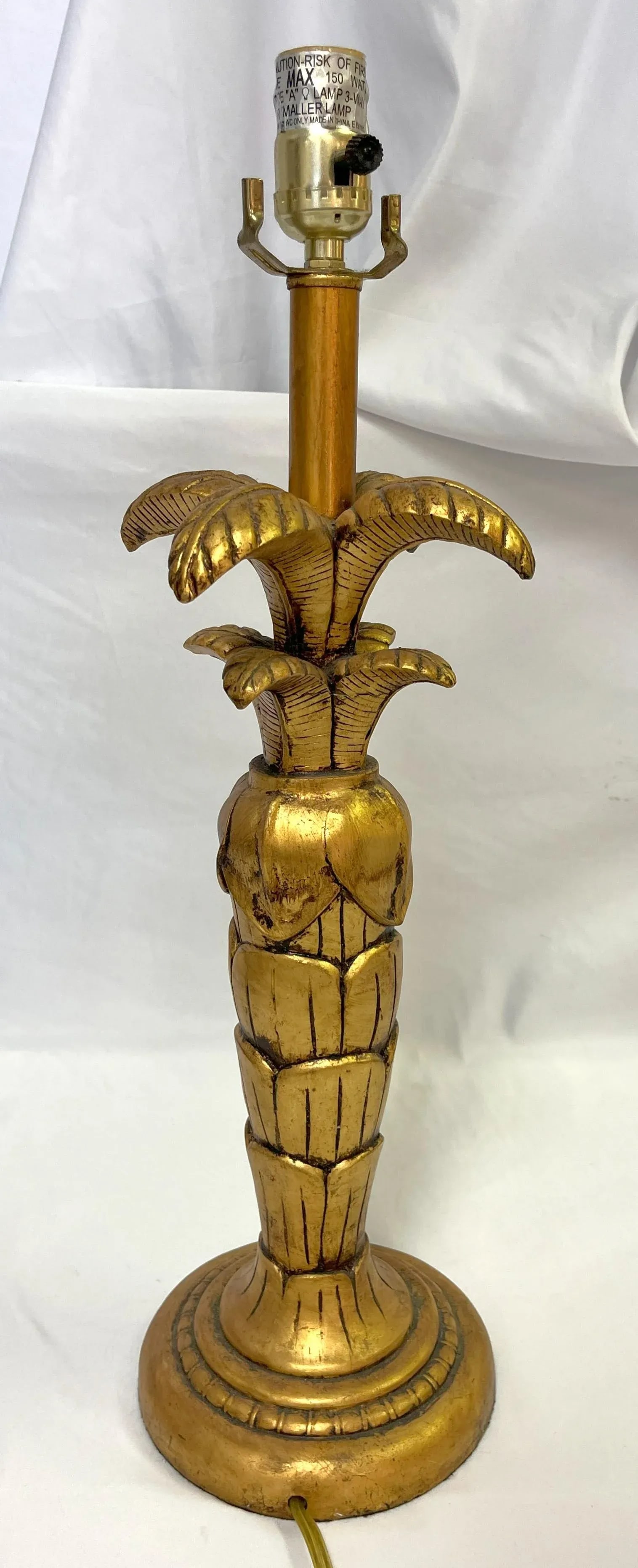 Vintage Maison Jansen Hollywood Regency Style Golden Palm Tree Lamp - 3