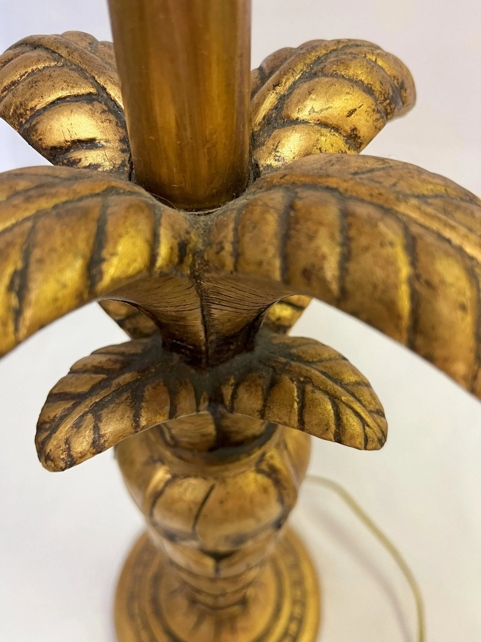 Vintage Maison Jansen Hollywood Regency Style Golden Palm Tree Lamp - 6