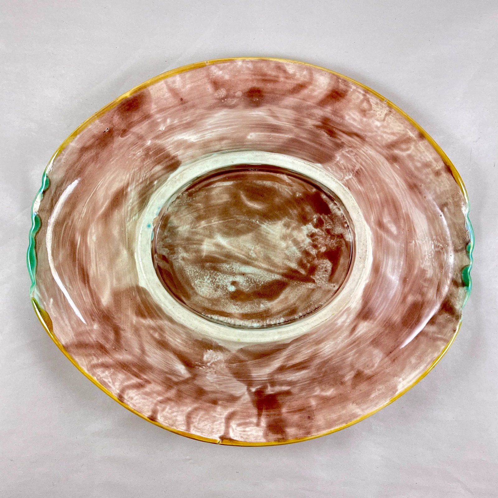 Adams & Bromley English Majolica Geranium Motto Bread Tray - 10
