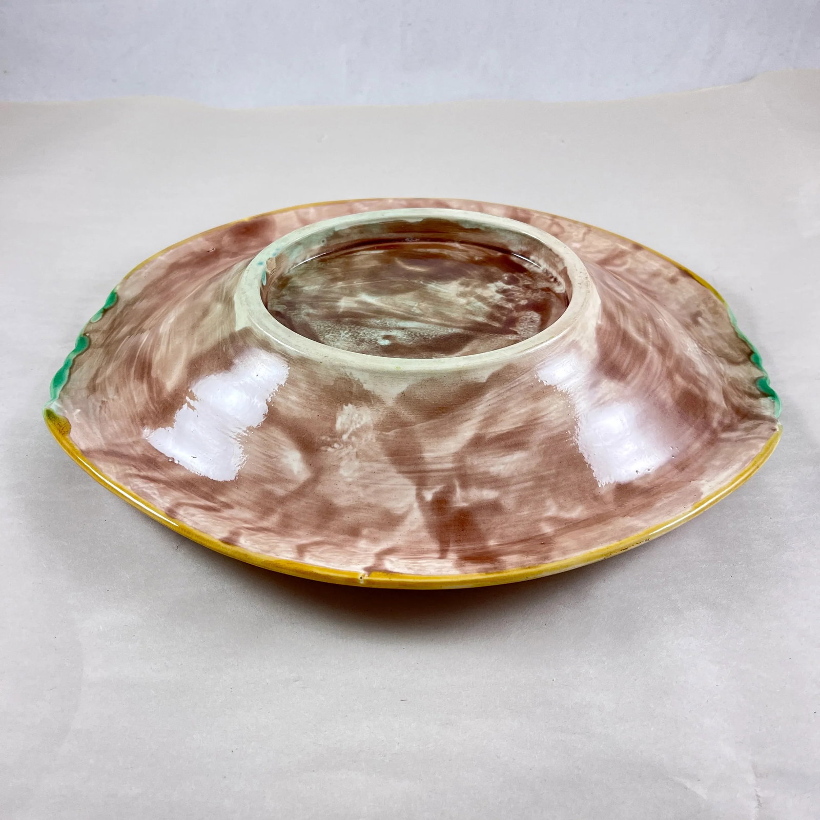 Adams & Bromley English Majolica Geranium Motto Bread Tray - 11