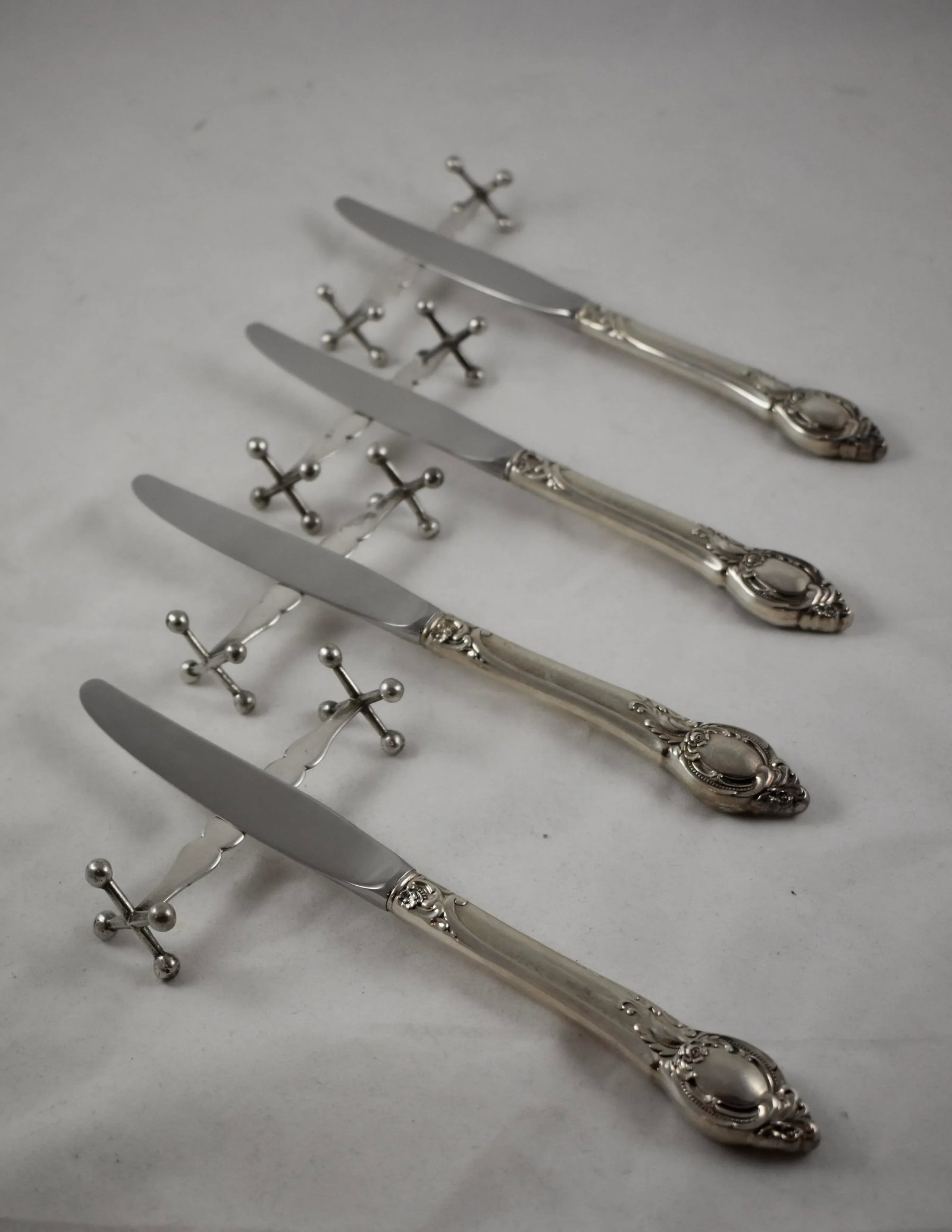 Continental European Sterling Silver Jack End Knife Rests, S/4 - 6