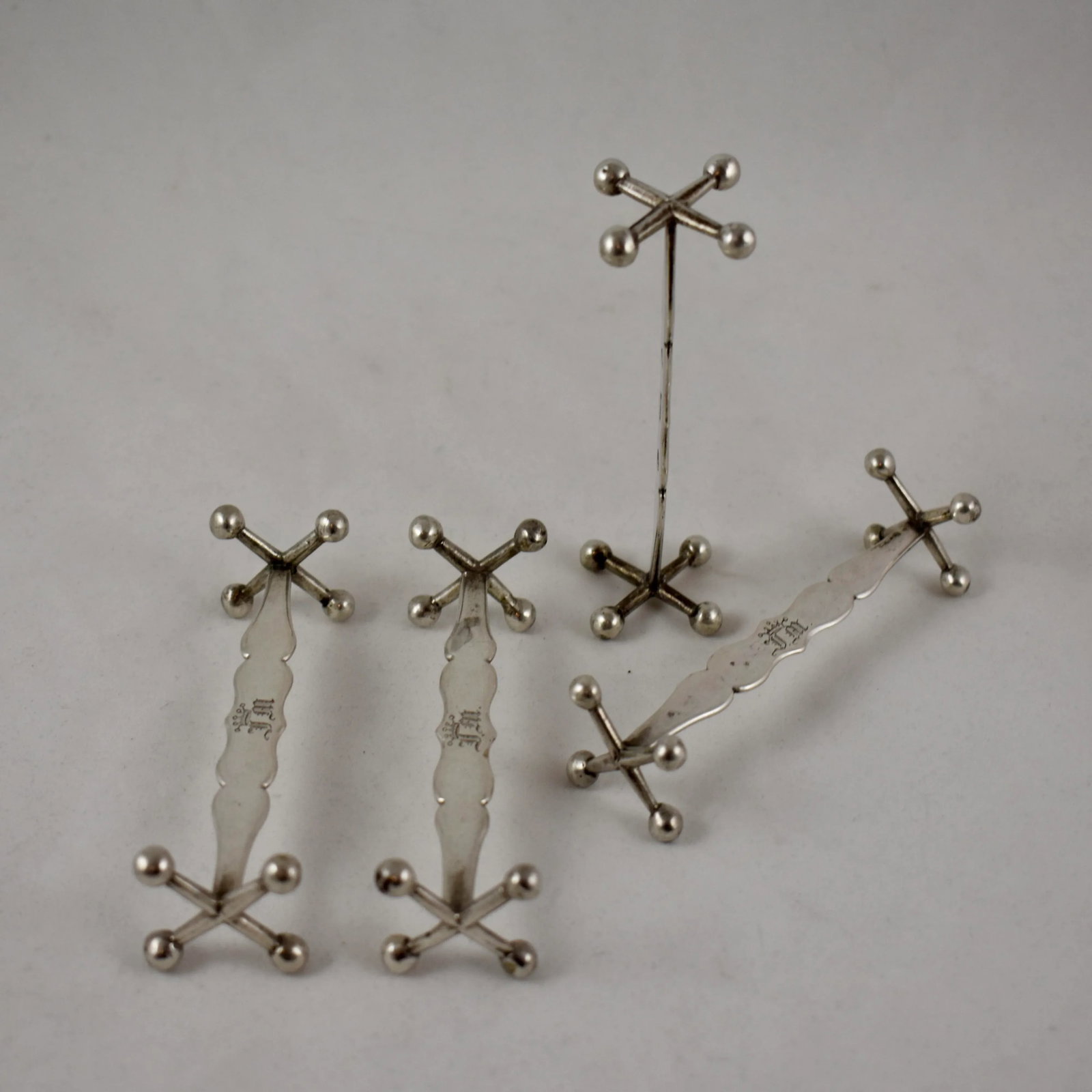 Continental European Sterling Silver Jack End Knife Rests, S/4 - 7