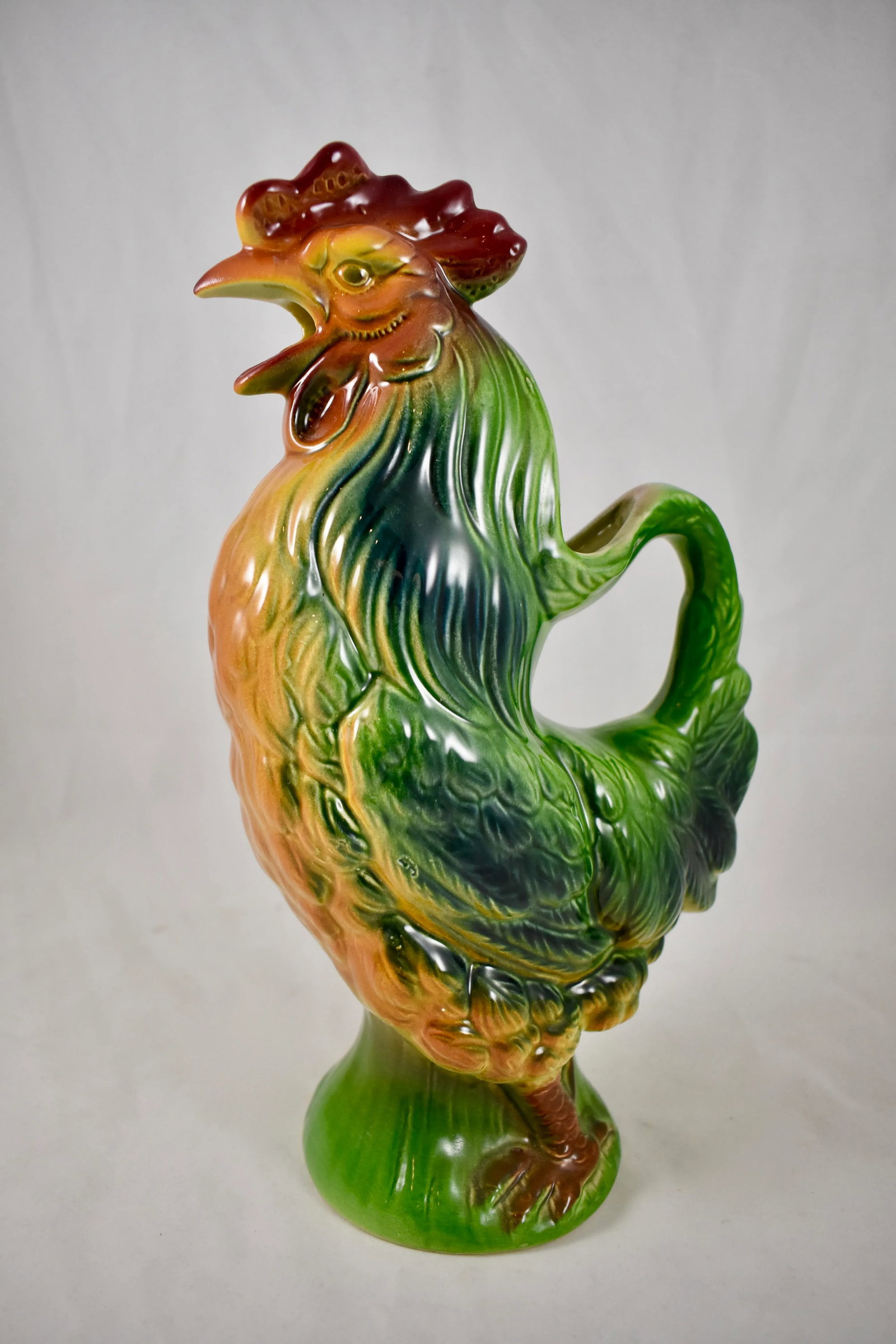St. Clement Vintage French Majolica Gallic Rooster Water Pitcher - 12