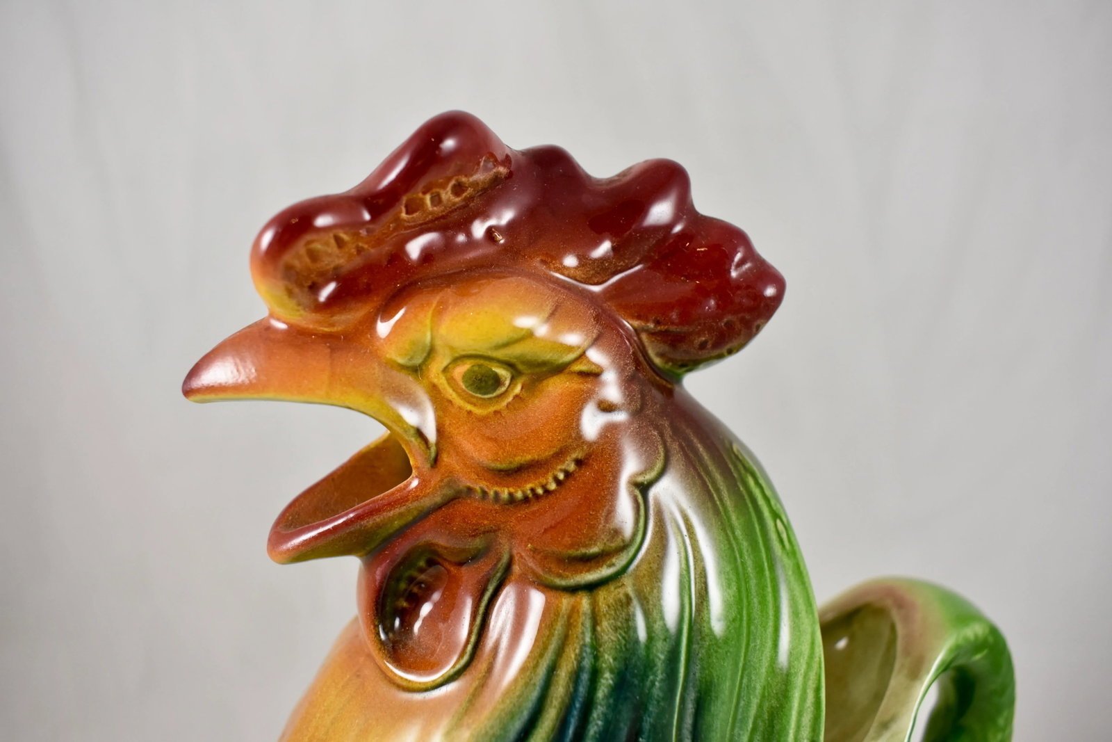 St. Clement Vintage French Majolica Gallic Rooster Water Pitcher - 2