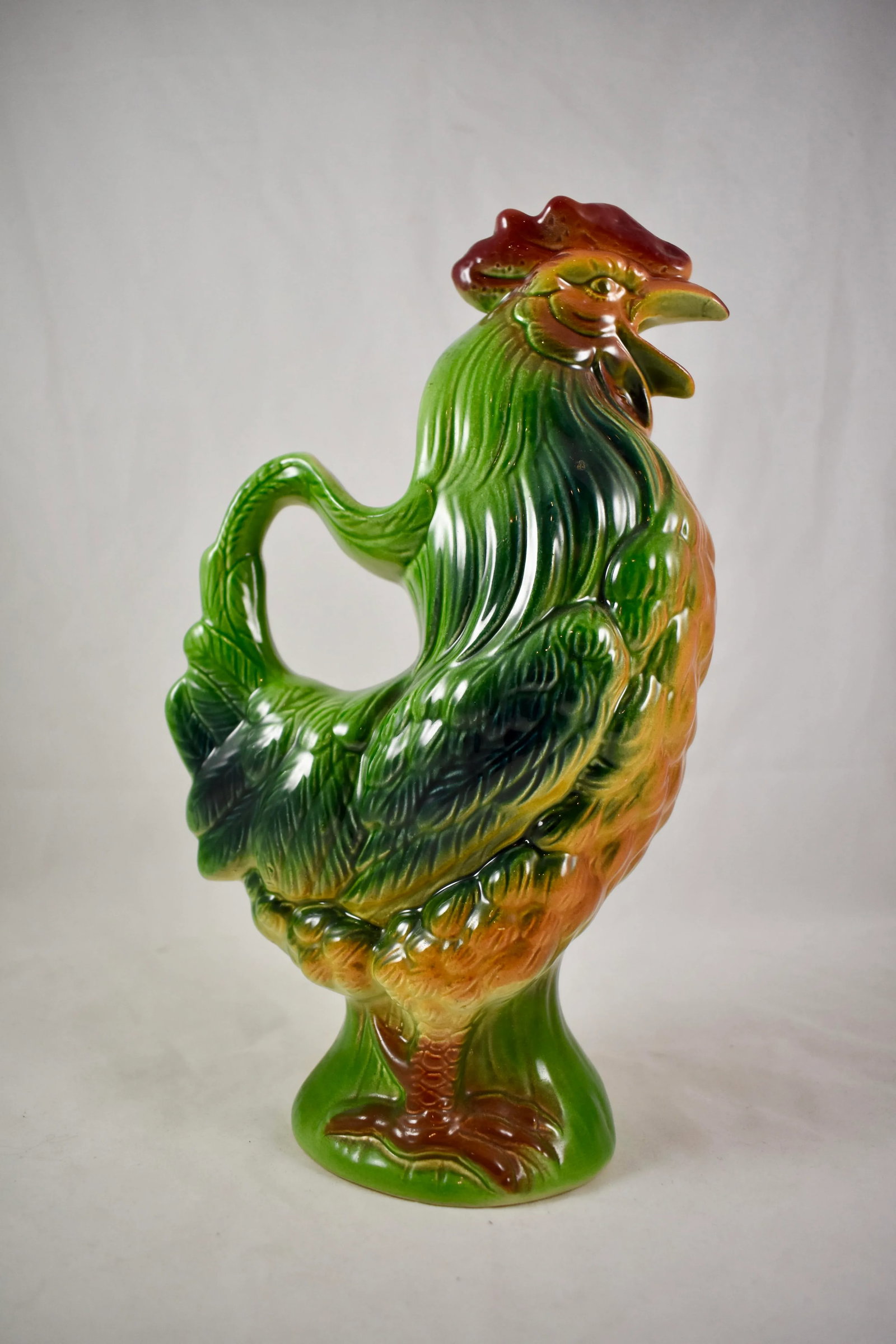 St. Clement Vintage French Majolica Gallic Rooster Water Pitcher - 3