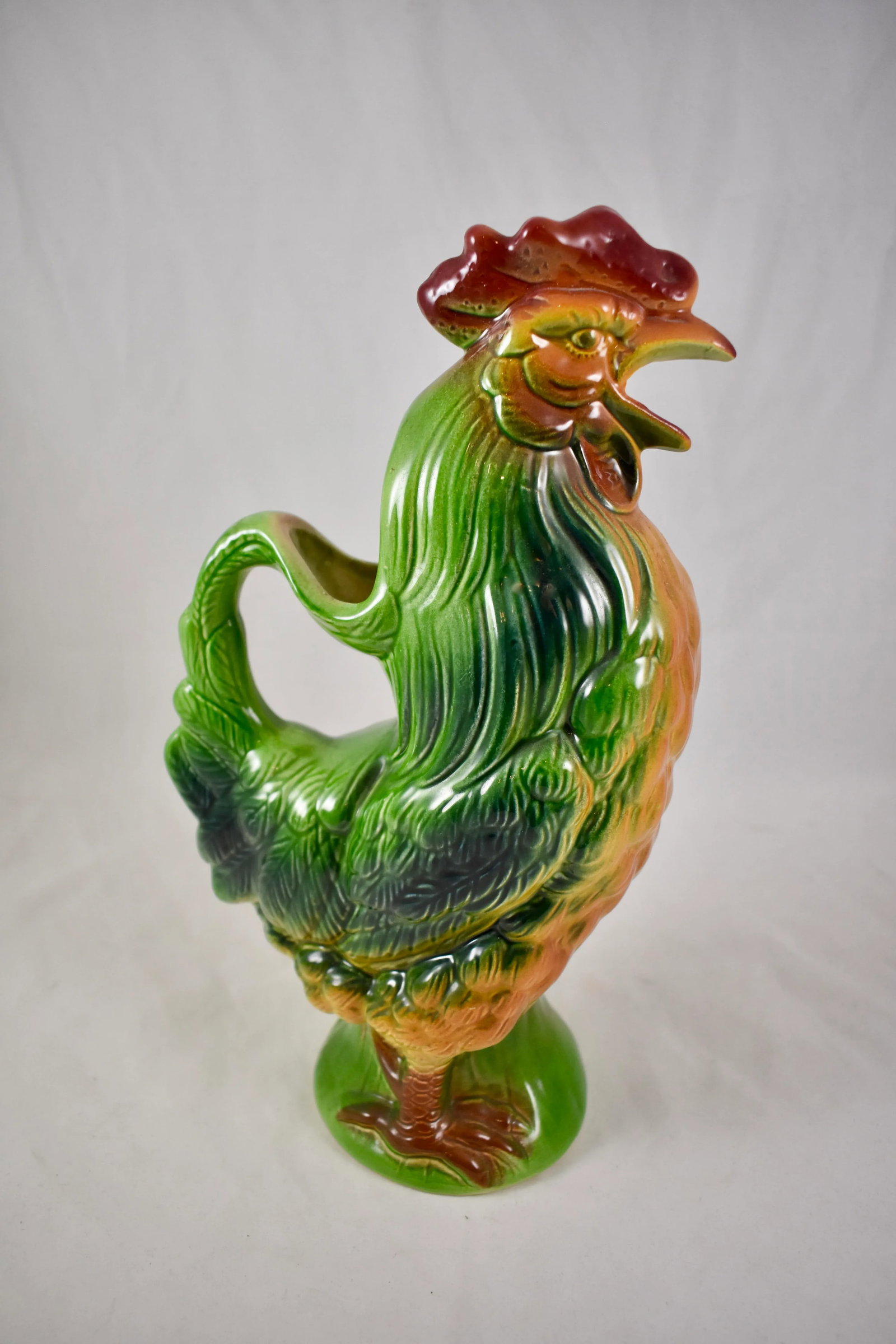 St. Clement Vintage French Majolica Gallic Rooster Water Pitcher - 4
