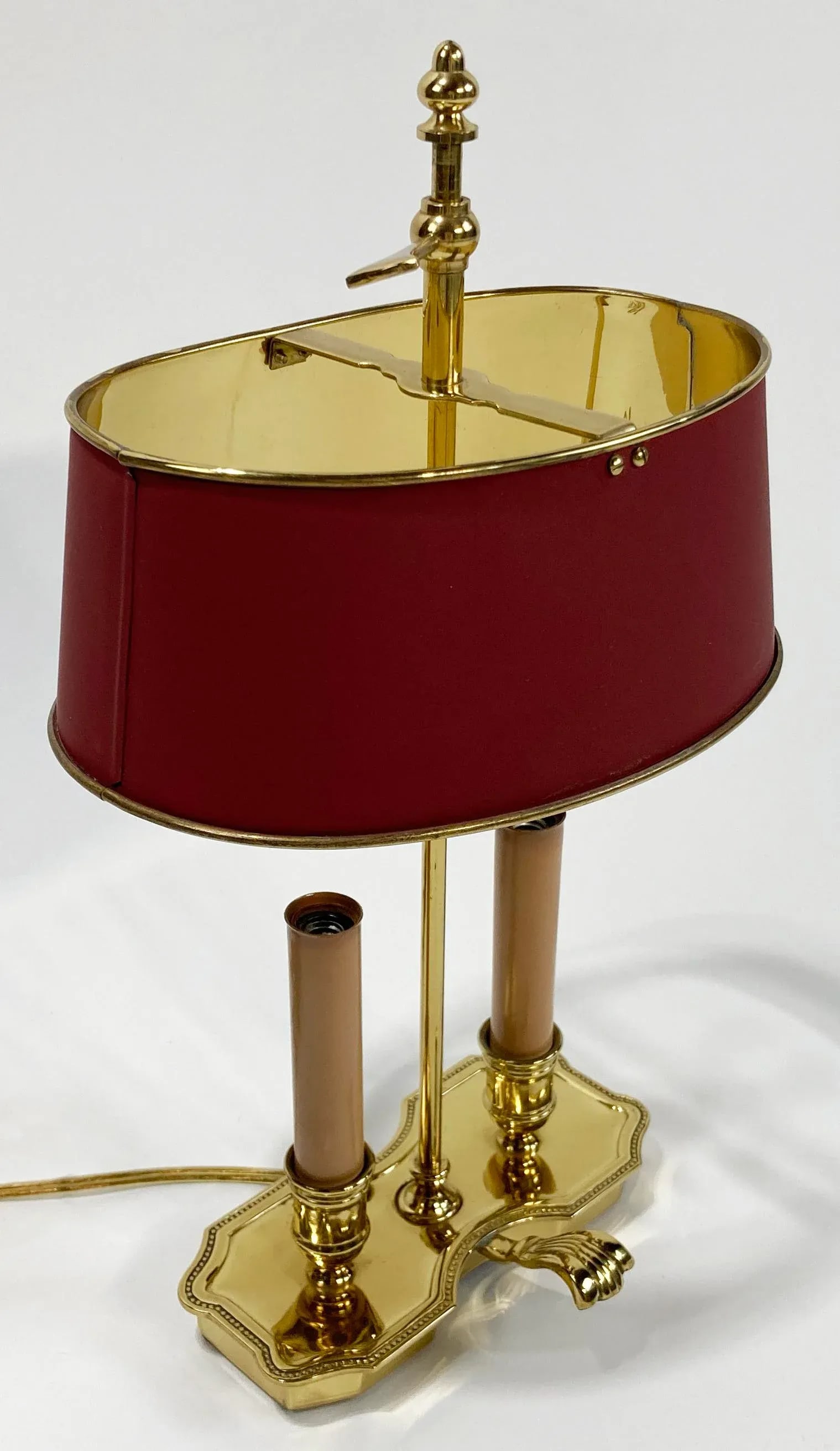 Vintage French Style Brass Bouillotte Table Lamp W Metal Tole Shade - 3