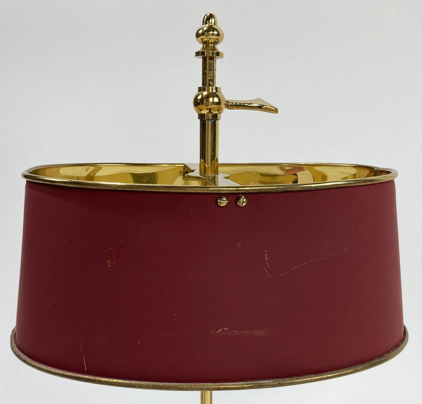 Vintage French Style Brass Bouillotte Table Lamp W Metal Tole Shade - 6