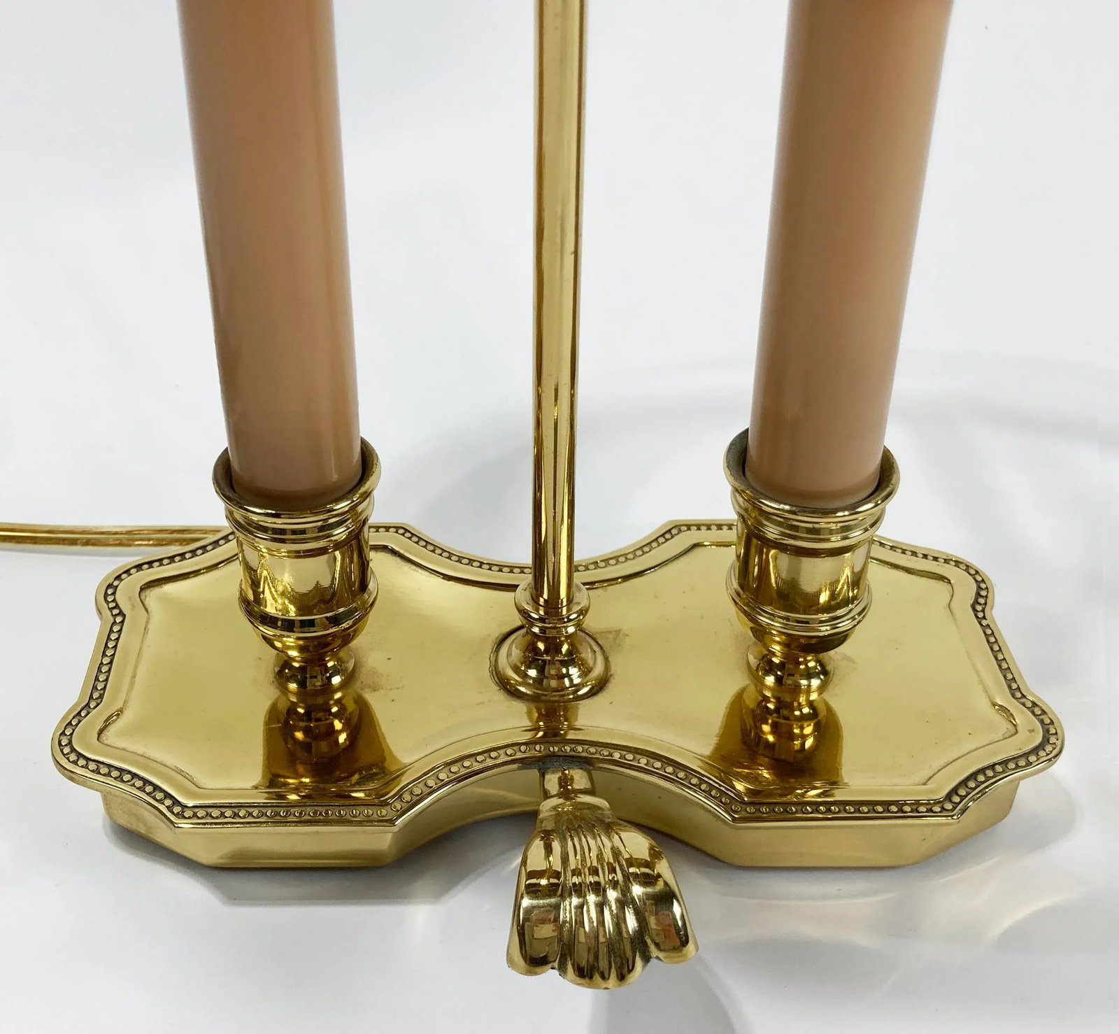 Vintage French Style Brass Bouillotte Table Lamp W Metal Tole Shade - 7