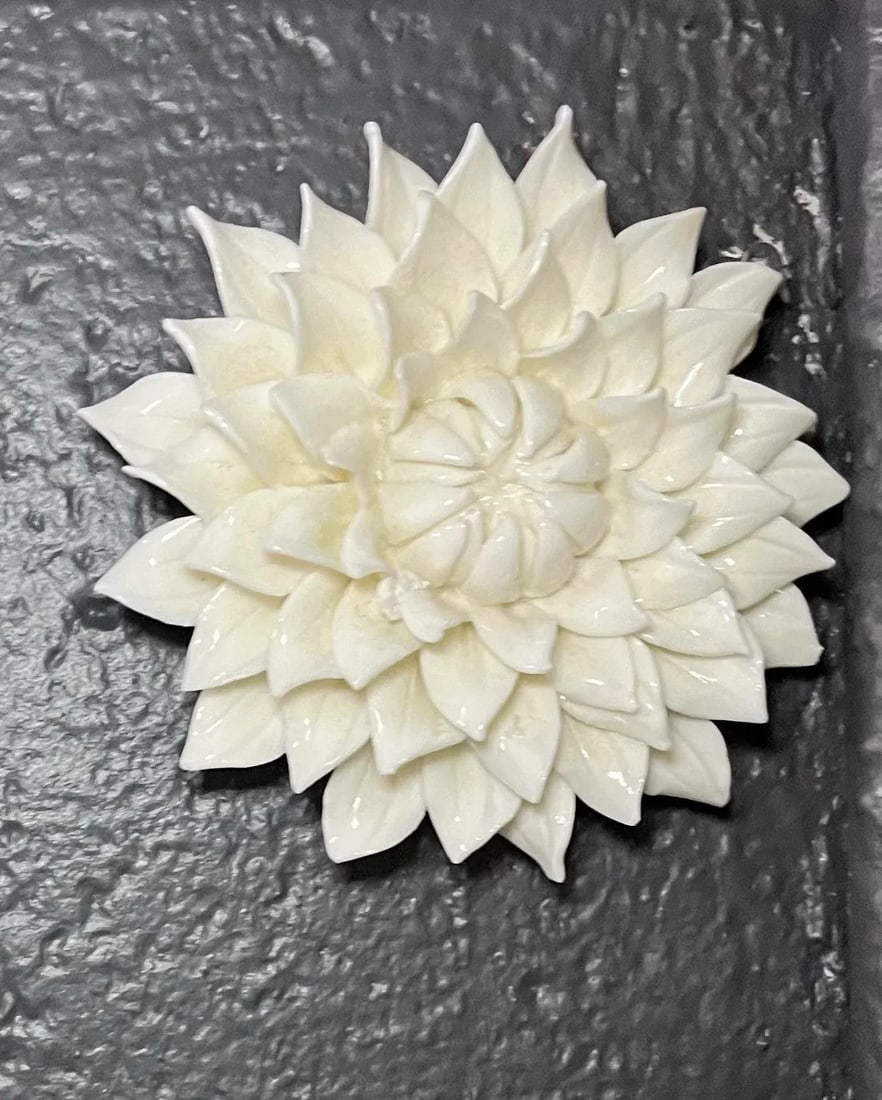Vintage 1980s Murano Style Lotus Floral Hanging Glass Art - 5