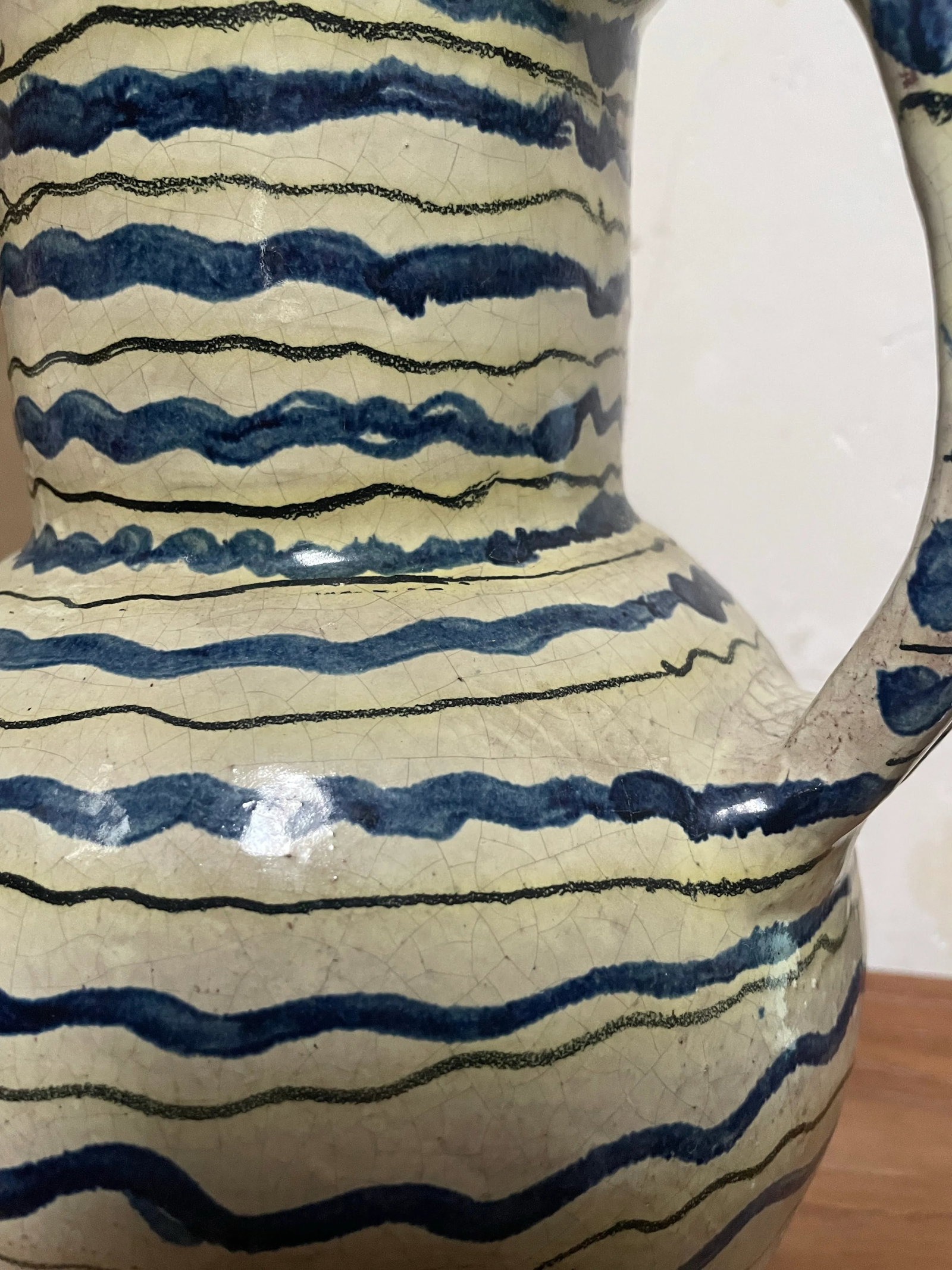 Antique Mediterranean Hand-Painted Terracotta Pitcher - 3