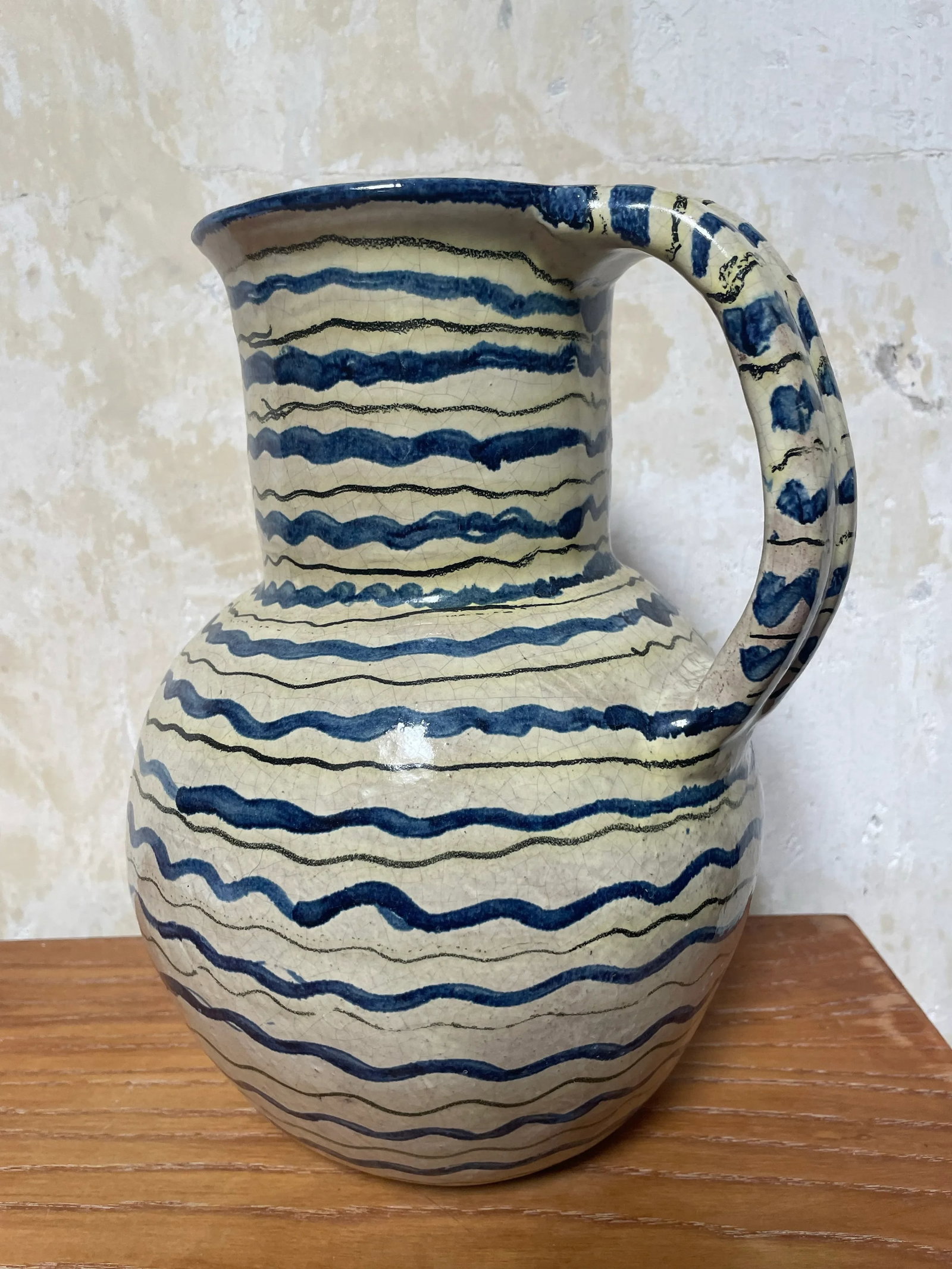 Antique Mediterranean Hand-Painted Terracotta Pitcher - 7