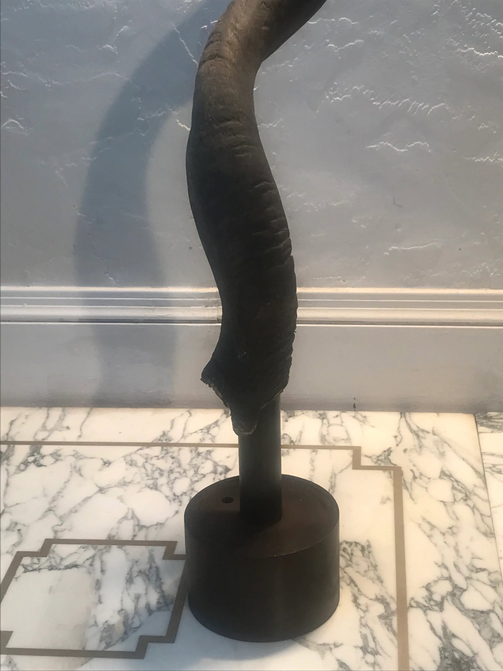 Vintage African Kudu Horn Sculpture on Steel Stand - a Pair - 6
