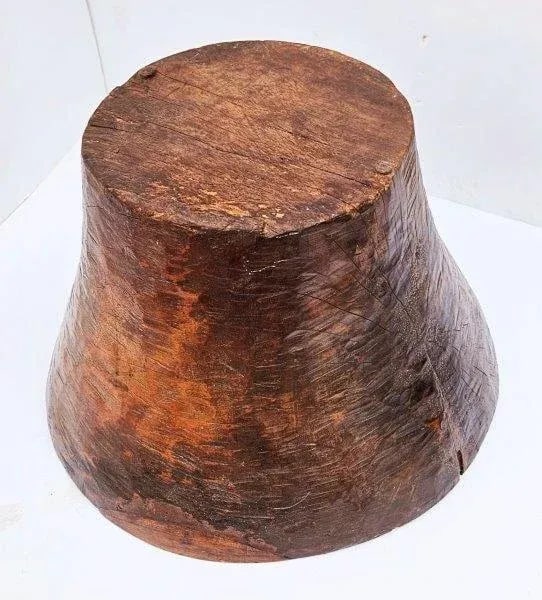 Vintage Wooden Bowl Carved Out of a Tree Trunk - 11