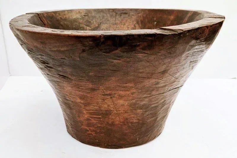 Vintage Wooden Bowl Carved Out of a Tree Trunk - 2