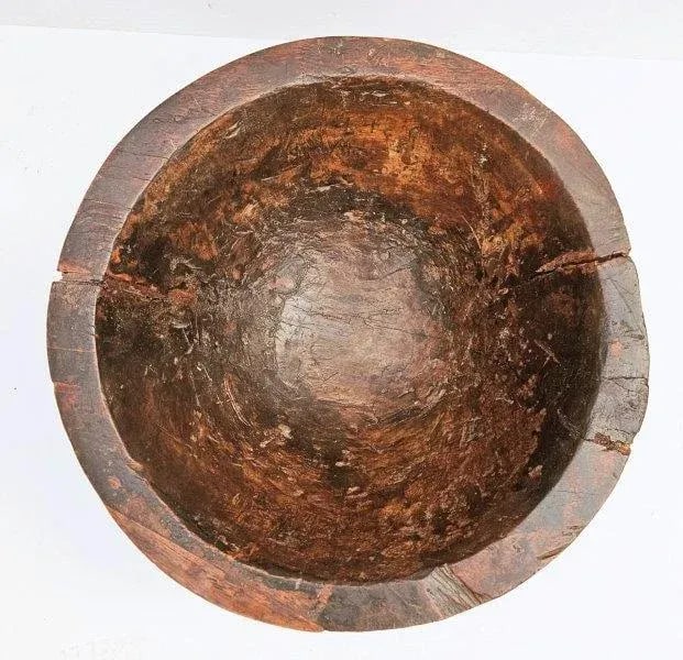 Vintage Wooden Bowl Carved Out of a Tree Trunk - 3