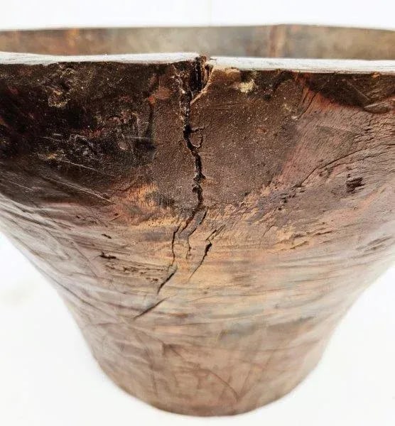 Vintage Wooden Bowl Carved Out of a Tree Trunk - 5
