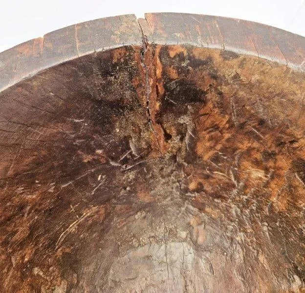 Vintage Wooden Bowl Carved Out of a Tree Trunk - 8