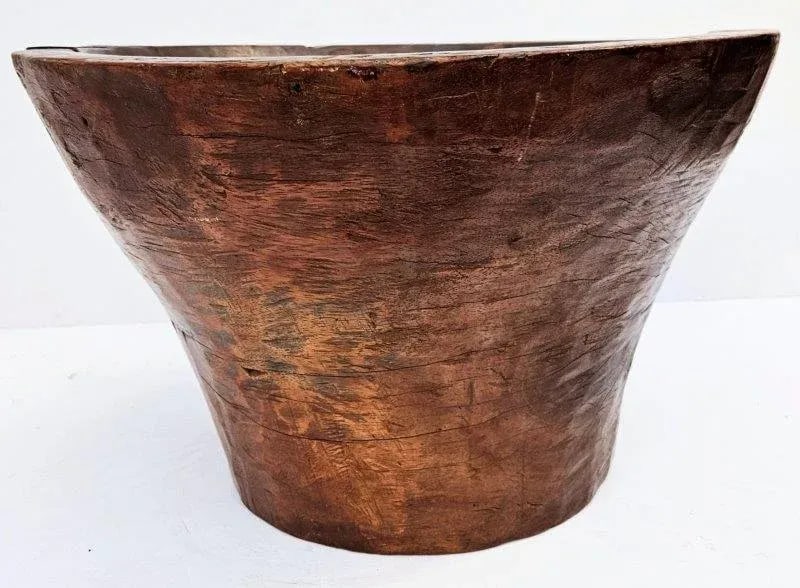 Vintage Wooden Bowl Carved Out of a Tree Trunk - 9