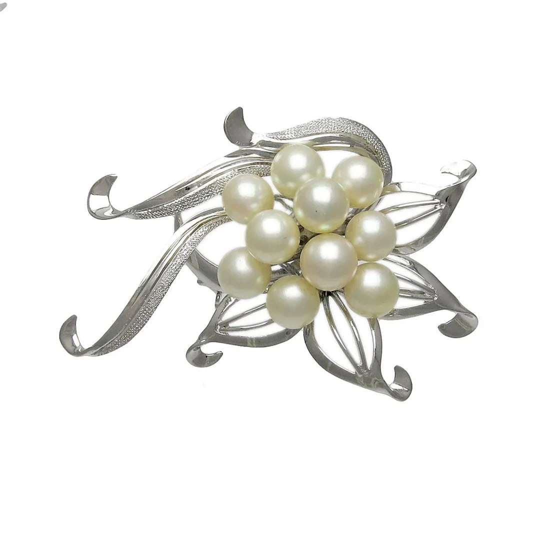 Vintage Sterling Silver Culture Pearl Brooch - 4
