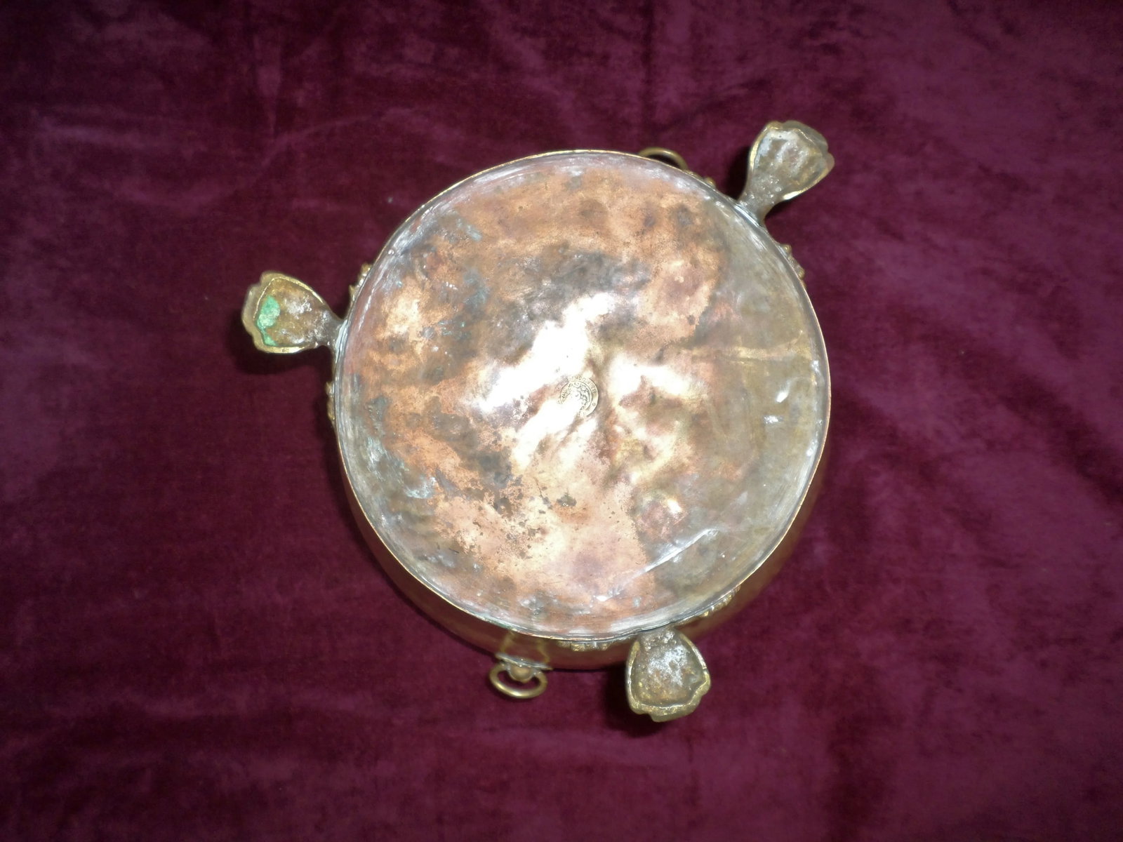 Imperial Russian Brass Hand-Hammered Lion Head Handle Jardiniere - 10