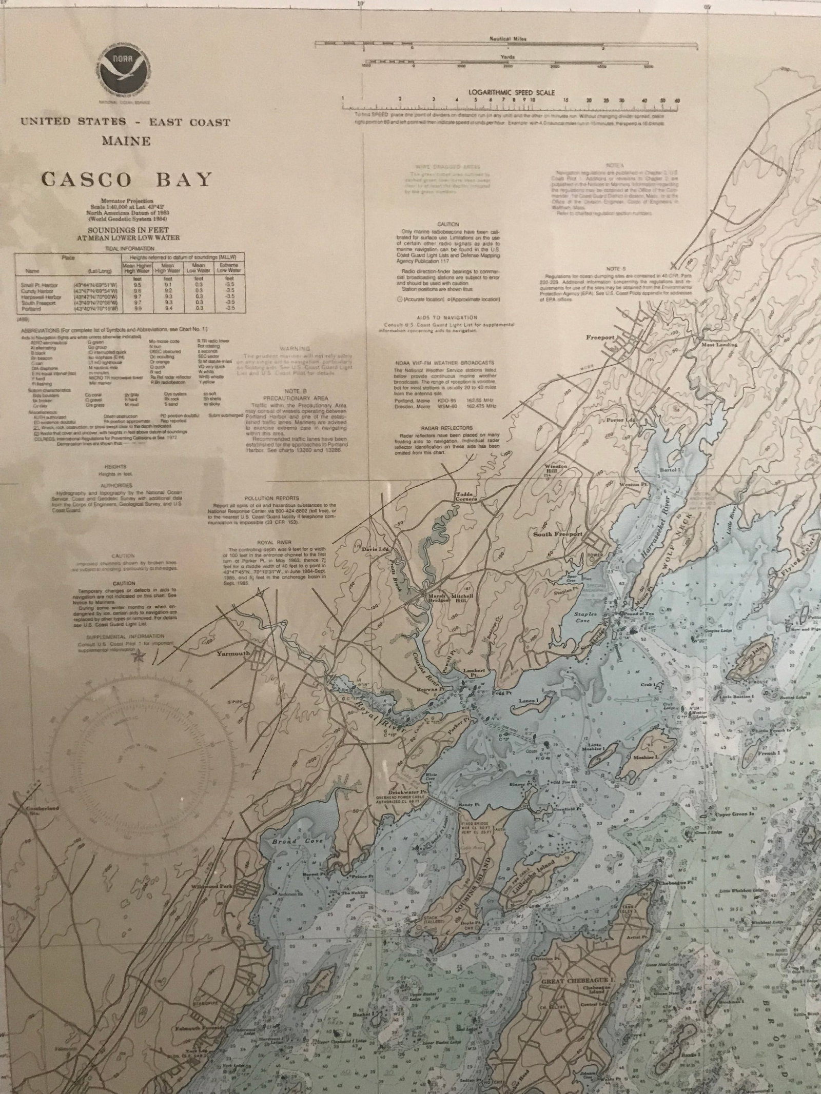 Vintage Casco Bay Maine Framed Map - 2