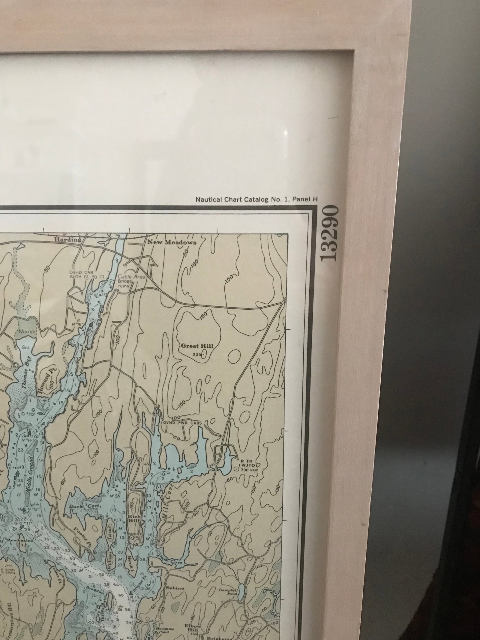 Vintage Casco Bay Maine Framed Map - 3