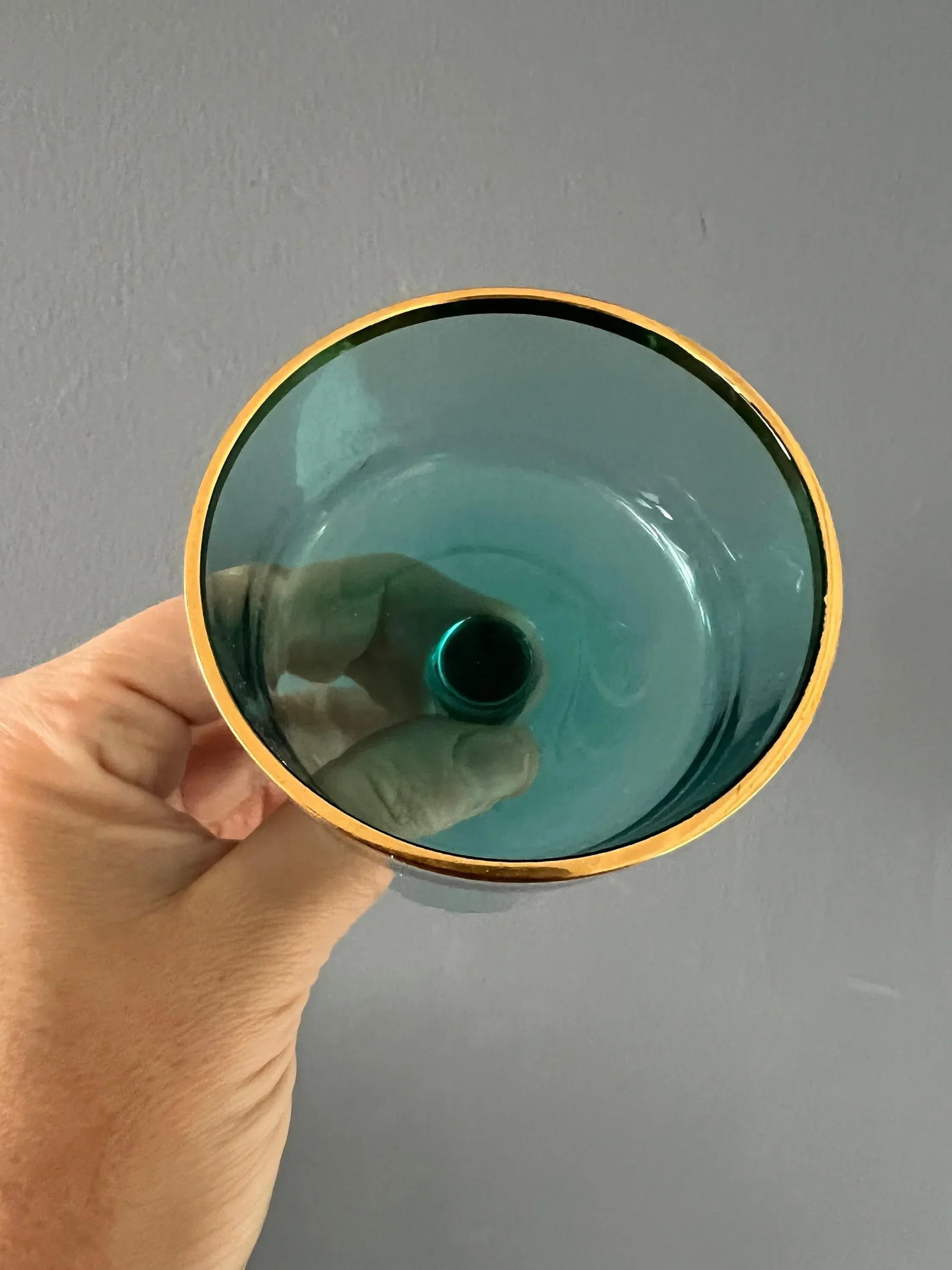 1960s Vintage Aqua Blue & Gold Cocktail Glasses- Set of 6 - 10