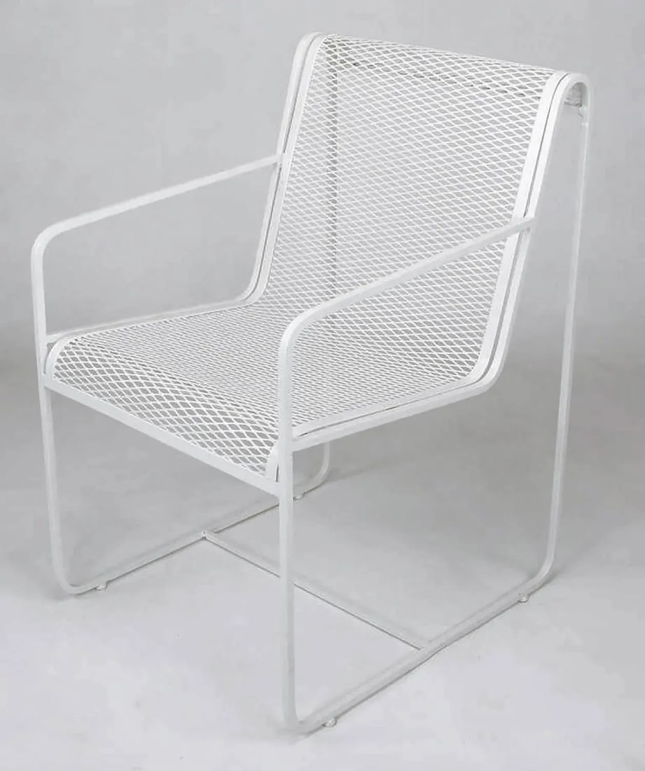Maurizio Tempestini Style White Lacquer Iron Frame and Mesh Chairs - Set of 4 - 3