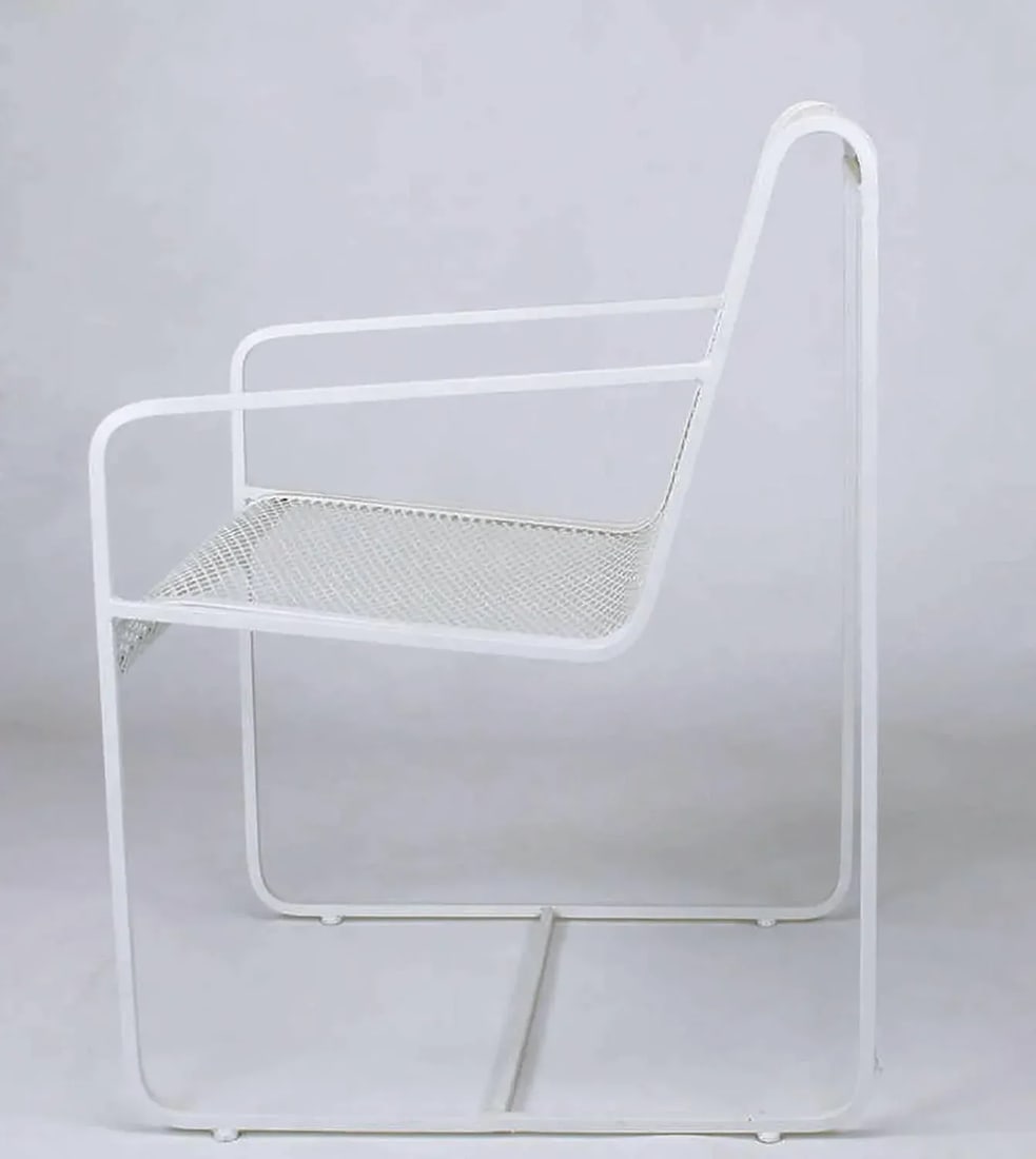 Maurizio Tempestini Style White Lacquer Iron Frame and Mesh Chairs - Set of 4 - 4