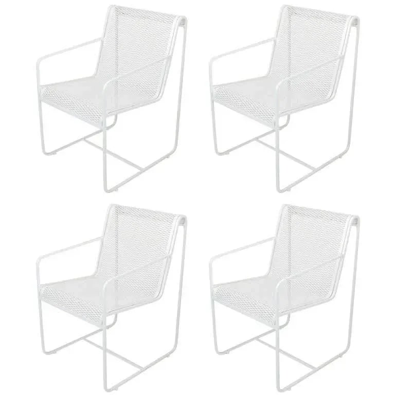 Maurizio Tempestini Style White Lacquer Iron Frame and Mesh Chairs - Set of 4 - 8
