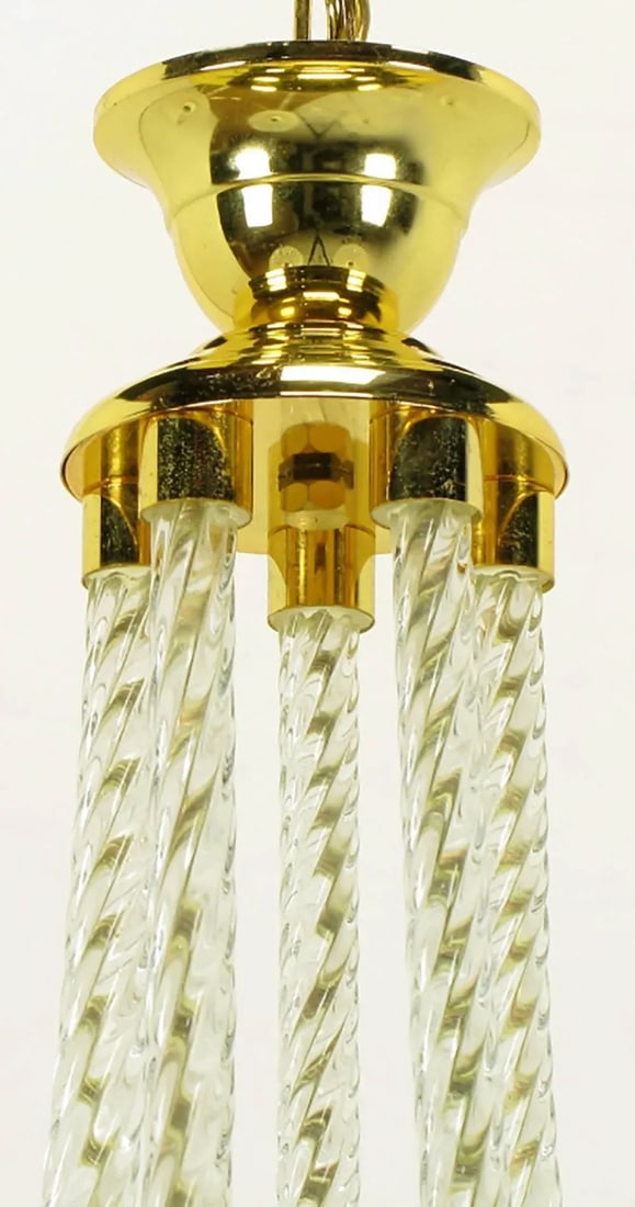 Murano Rope Glass and Brass Five-Arm Chandelier in the Manner of Barovier - 8