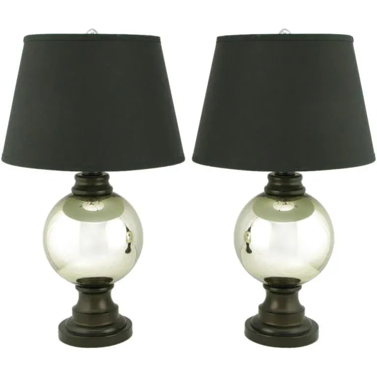 Spherical Mercury Glass Table Lamps - a Pair - 6