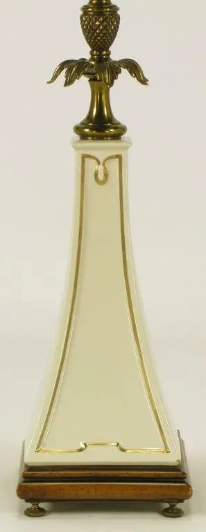 Stiffel Porcelain Obelisk & Decorative Brass Table Lamps - a Pair - 5